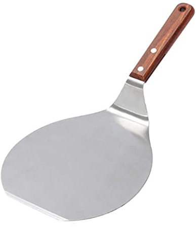 Pizza Pans, Stainless Steel Pizza Peel Wood Handle, Round Cake Pizza Shovel Kitchen Baking Tool