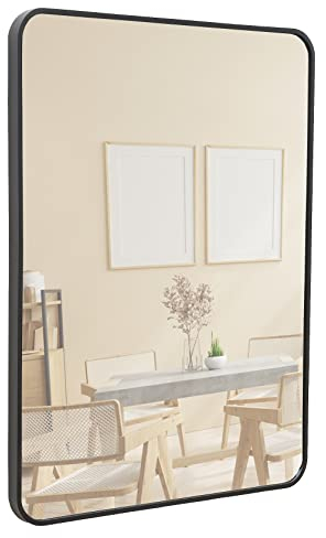 Terra Home Wandspiegel - Rechteckig, 60x80 cm, Schwarz, Modern, Metallrahmen Spiegel - für Flur, Wohnzimmer, Bad oder Garderobe