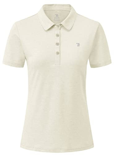 YSENTO Womens Polos Short Sleeve Polo Shirts Ladies Polo Golf Shirts Quick Dry Golf Tennis Tops(Beige,L)