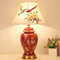 Chao Zan E27 Keramik Tischlampe Wohnzimmer Schlafzimmer Arbeitszimmer Nachttischlampe Europäischen Stil feine und elegante dekorative Tischlampe (Glühbirne nicht enthalten) (Rot)