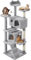 Yaheetech Árbol Rascador para Gatos de 158 cm con Plataforma Torre Escalador para 1-3 Gatos Medianos con Bolas 49x49x158 cm Gris Oscuro Gris Claro