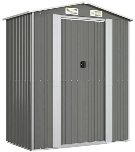 vidaXL Capanno da Giardino Grigio Chiaro 192x108x223cm Acciaio Zincato