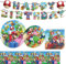 Film D'animation Assiette Anniversaire, Film de Jeu Vaisselle Kit 42 pièce pour Enfants Fête de Thème-10 Assiettes 7'', 10 Assiettes 9'', 20 Serviettes, 1 Bannière, 1 Nappe