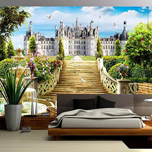 Wandbild Selbstklebende Fototapete 3D Garten Schloss Landschaft Kinderzimmer Bar Büro Wohnzimmer Restaurant Bekleidungsgeschäft Flur Hotel Wanddekoration Wandkunst Wandp 400 (Breite) x 280 (Höhe) cm
