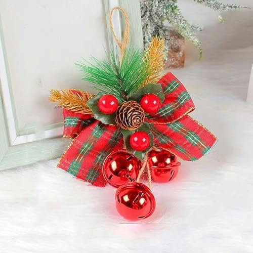 Weihnachten Metall Jingle mit Schleife Hanf Seil Anhänger für Weihnachtsbaum Ornament Dekoration Mode-Accessoires-A