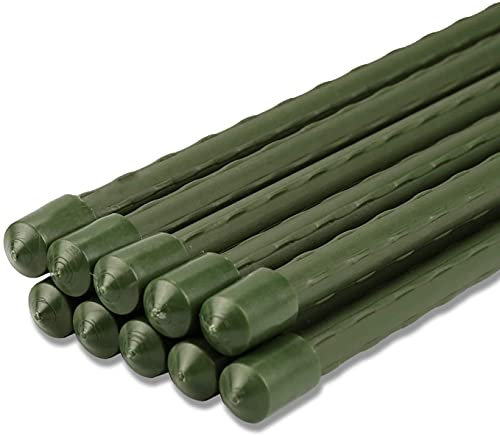 Green Garden Plant Stakes 60CM Coated Steel Shrub/Vine Support Spikes (8x60cm pack of 12)