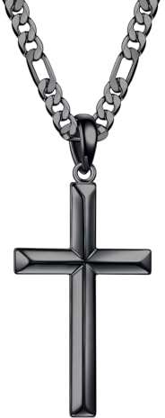 TINGN Kreuz Kette Herren, Schwarz Kette mit Kreuz Anhänger Silber 925 Kreuz Kette Dezenter Modeschmuck Kinder Sohn Schwester Halskette Weihnachten Geburtstag Geschenk