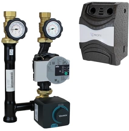 ENVIRON - Pumpengruppe Profimix EN001T DN25 mit Drei-Wege-Mischer, Stellmotor 230V und Hocheffizienzpumpe | Heizung Fußbodenheizung Mischer Heizungsmischer Umwälzpumpe (Wilo Para STG 25/8)