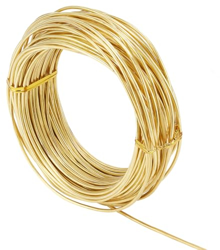 BENECREAT Alambre Redondo Latón 2mm, Alambre de Cobre Y Latón Dorado de 20m, Alambre para Abalorios de Joyería para Manualidades, Suministros