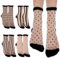 Lusofie 5 Pares Calcetines Transparentes Negros Tobilleros para Mujer - Lunares, Cuadros, Rayas, Medias de Rejilla Lindas para Mujeres y Niñas