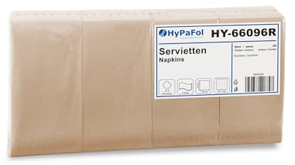 Hypafol 250 Stück 2-lagige Recycling Servietten (33x33cm) 1/8 Falz | Umweltfreundliche Tischdekoration in stillvollem Braunton | für Hochzeiten, Feiern, Restaurant & Catering (Unbedruckt, 33x33cm)
