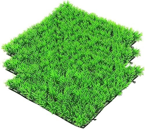kathson 3 PCS Aquarium Grass Mat Decorations Artificial Plastic Lawn Ornament Landscape Green Plants Decoration for Saltwater Freshwater Tropical Fish Tank Decor