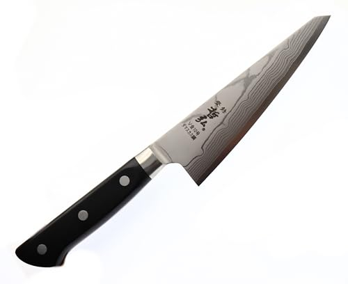 Couteau de Cuisine Japonais Acier inoxydable VG-10 Damas HRC 60 Double Tranchant - Couteau Fabriqué au Japon par Tetsuhiro (Désosseur 15 cm)