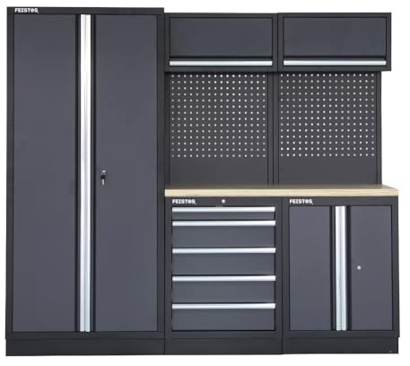 Werkstatteinrichtung | FEISTOS Werkzeugschrank Apollo 1 | Anthrazit/Schwarz | 228x46x200 cm