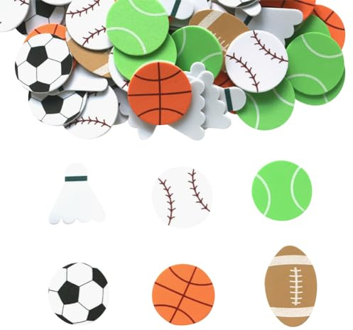 90 Stück Sportbälle Schaumstoff-Aufkleber, Basketball, Baseball, Fußball, dekorative Scrapbooking-Aufkleber, Sport-Motto-Party-Aufkleber