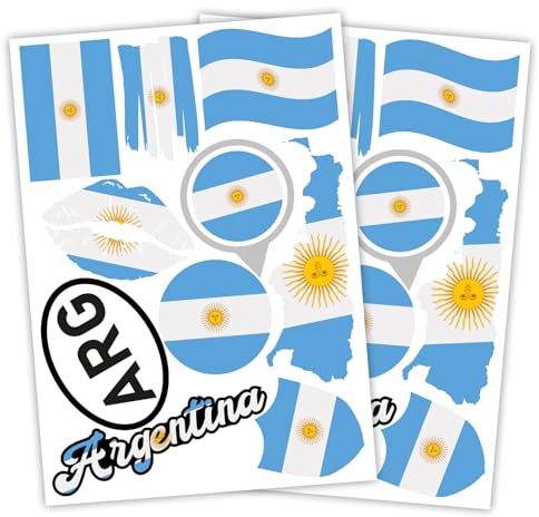Finest Folia 2er Set DIN A4 Länderaufkleber Fahne Aufkleber Länderfahne Flagge für Auto Motorrad Sticker Länderflagge selbstklebend wetterfest R217 (05 Argentinien)