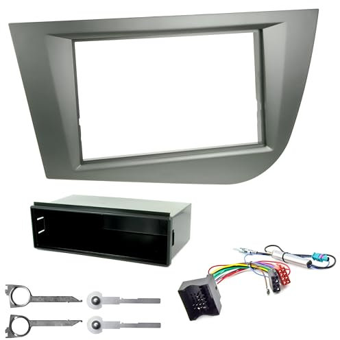 sound-way Kit Montaje Autoradio, Marco 1 DIN / 2 DIN Radio para Coche, Adaptador Compatible con Seat Leon II (Typ 1P) 2005-2012