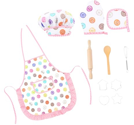 HEMOTON 1 Set Kinder Backutensilien Kinderkochmütze Und Schürze Kinderschürzen Küchenutensilien Spielzeug Kinderküche Spielset Schürzen Für Kinder Keksschablonen