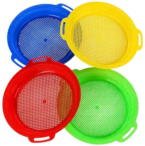 4 tamices de arena para playa, colador de arena de malla, colador de suciedad, accesorios de malla de playa, juego de playa para niños, juguetes para niños, niñas, juguetes de playa
