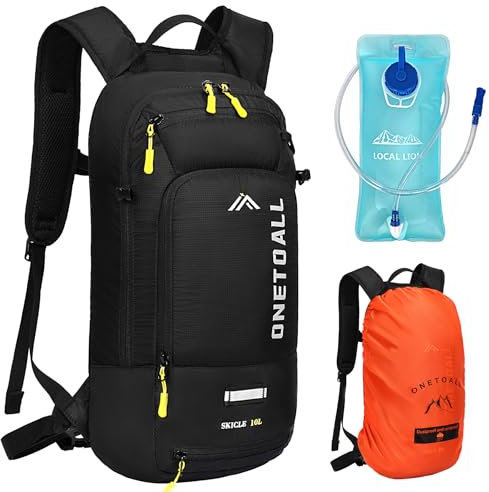 LOCAL LION ONETOALL Fahrradrucksack Klein 10L mit Regenschutz und Helmnetz, MTB Rucksack für Damen und Herren, Kleiner Wanderrucksack Wasserdicht zum Radfahrren Wandern Tagestour Outdoorsports
