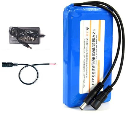 WILLQ Batterie au Lithium polymère 12V 6Ah 8Ah 10Ah 12Ah 16Ah 20Ah Batterie Li-ION Rechargeable Batterie Portable puissante avec Chargeur,No Light,8000mah