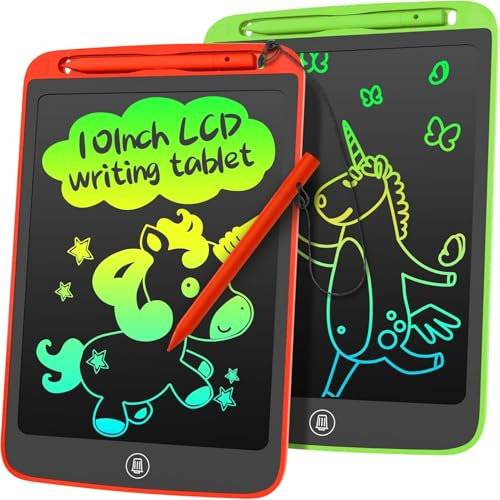 LEYAOYAO 2 Pack LCD Writing Tablet 10inch - Colorful Screen Doodle Pad Drawing Board Learning Educational Toy - Gift for Kids 3-6 Years Old Girl Boy (Green+Red)