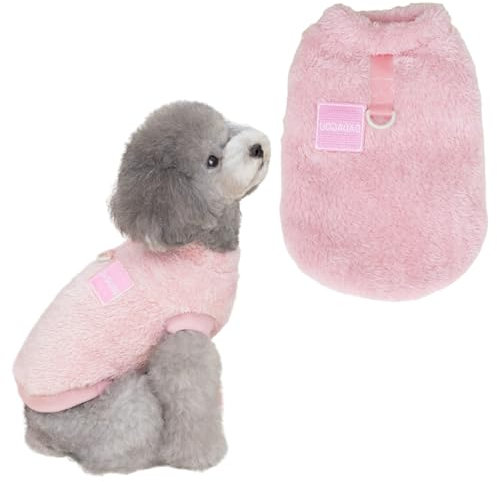 Wintermantel Hund klein,Hundekostüm,Chihuahua Klei,Hunde Pullover Kleine Hund,Hunde Fleece Pullover,Hundes Klamotten,Hundebekleidung Mit D-Ring Hunds Wintermantel Rosa,XL