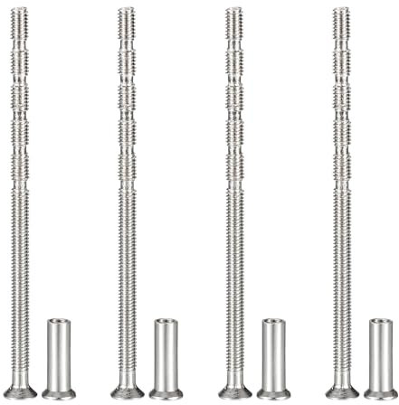 PATIKIL 4 Stück Möbel Verbindungsschrauben M4 x 80mm, Kreuzschlitz Senkkopfschrauben Set mit Hülsenmutter und Hülsenschrauben, Möbelverbinder Schrauben für Türgriffe Schrankgriffe