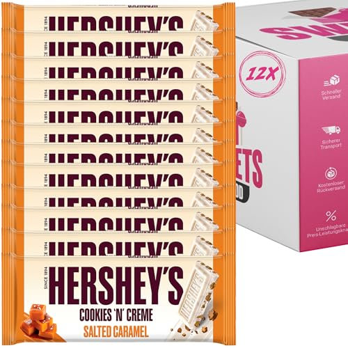 Hershey’s Schokoladen-Riegel Multipack – 12er Packung – Verschiedene Sorten zur Auswahl (Tafel, 12x Hershey´s Cookies´n´Creme Salted Carmael)
