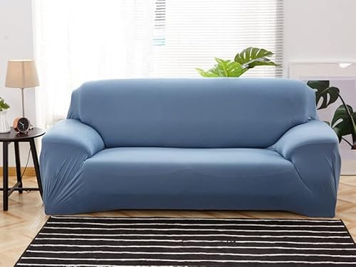 Elastischer einfarbiger Sofabezug für Wohnzimmer, Blau, XL (AF 235, 300 cm), 1 Eckcouch-Schonbezug, Stuhlschutz, passend für 1-/2-/3-/4-Sitzer