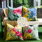 Kissenbezug 40x40 Outdoor Wasserfest Leinen Dekorative Kissenbezüge Frühling Sommer Blume Schmetterling Bauernhaus Sofakissen Dekokissen Kissenhülle für Schlafzimmer Sofa Stuhl Bett Garten 4er Set