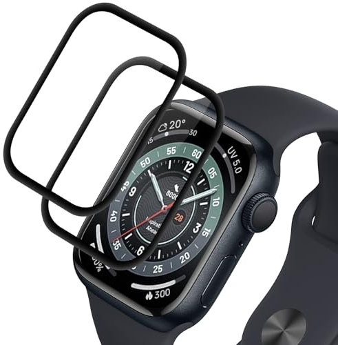 Elecshion Panzer Schutzfolie Glas für Apple Watch Series 7/8/9 41mm, 2 Stück Tempered Glass, HD Glas Displayschutz, 9H Härte, Anti-Kratzen, 0.33mm Ultra-klar, Panzerfolie