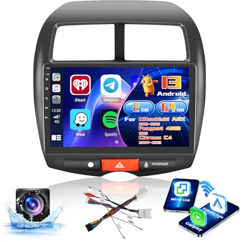 Inefala Radio para Mitsubishi ASX 2010-2016/Peugeot 4008 2012/Citroen C4 2007-2013 Android 15 2+64G con Wireless Carplay, 10'' Pantalla Táctil Estéreo Radio con Bluetooth 26UI EQ GPS FM/RDS