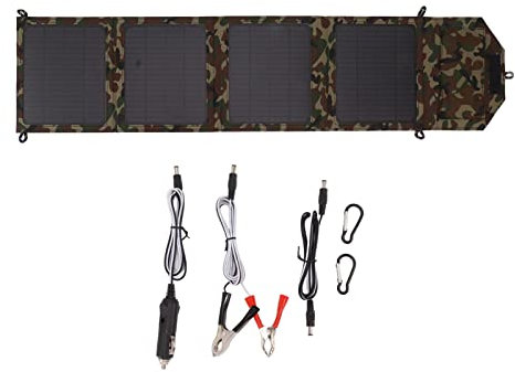 Set Pannello Solare Pieghevole da 40 W con 2 Porte USB, Caricabatterie Solare in Silicio Monocristallino, Ottimo Caricabatterie di Mantenimento per Batterie da 12 V per Telefoni