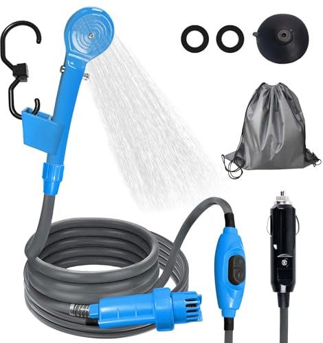 Ducha portátil de camping, DC 12 V, encendedor de cigarros, enchufe para exteriores, ducha portátil, ducha de camping con cabezal de ducha, manguera de ducha, juego de ducha móvil, ducha de exterior
