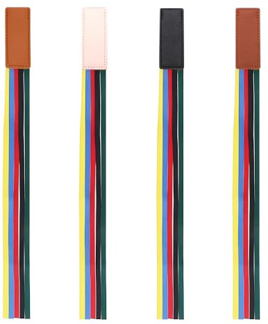 TRKETK 4-teiliges Lesezeichen-Set mit 5 bunten Bändern aus Kunstleder - perfekt für Bücher, Zeitschriften und Notizbücher