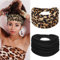 Yuanchu 2 Stück Breite Stirnband für Damen, Elastische Weiche Boho-Haarbänder Leopard Print Haarschmuck rutschfeste Haarreifen Afrika Headband Yoga Stirnbänder Sport Haarband für Frauen Mädchen