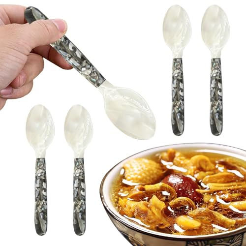 Kustimantu Lot de 5 cuillères à caviar en nacre pour caviar - Cuillères à perles - Cuillères à caviar décoratives pour œufs de caviar