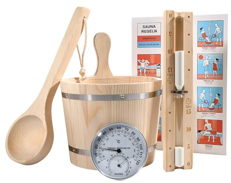 Home Deluxe Saunazubehör aus Holz SAVA - Natur | Hochwertiges Zubehör für Sauna & Wellness