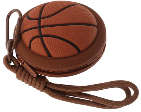 HONITANO Runde Basketball Silikon Münzgeldbörse mit Reißverschluss Multifunktional und Leicht zu Reinigen Kreativer Sportstil Schlüsselanhänger für Rucksack und Handtasche für Kinder