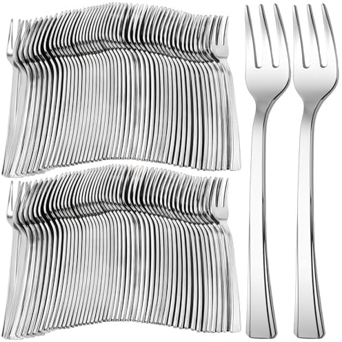 Dyrfolm 200 PCS Plastic Mini Forks, Silver