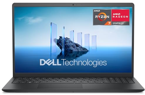 Dell 15 Laptop DC15255 15.6 FHD (1920 x 1080) 120Hz, AMD Ryzen 7 7730U Processor, AMD Radeon Graphics, 16GB DDR4 RAM, 1TB SSD, Windows 11 Home, Carbon Black (Renewed)