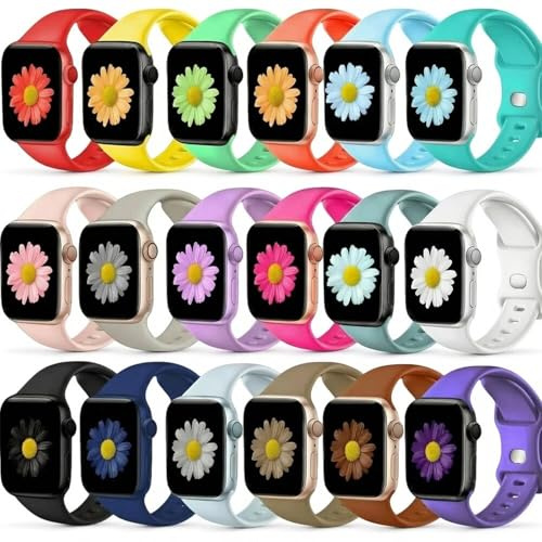 Sport Armband Set Kompatibe mit Apple Watch Armband 38mm 40mm 41mm 42mm 44mm 45mm 46mm 49mm Silikon Sport Watch Band Ersatzbänder für IWatch Series 11 10 9 8 7 6 5 4 3 SE Damen Herren