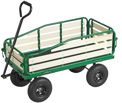 VEVOR Chariot à Tirer Enfants 102 cm Chariot Enfant Tout-Terrain pour Tout-Petits, Cadeau Anniversaire, Jardinage, Plage, Camping, Aventures en Plein Air, Charge 250 kg, avec Panneaux Bois, Poignée