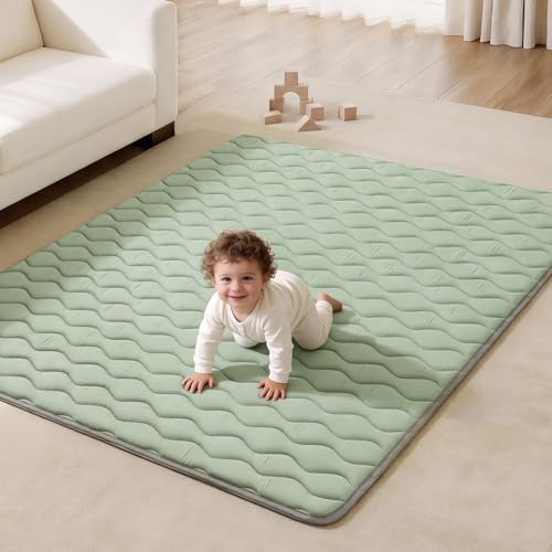 Blissful Diary Krabbelmatte Baby Spielmatte 180x150cm Krabbeldecke für Baby | Baby Teppich, Waschbar, Rutschfeste Playmat, Extra Dicke Bodenmatte Kinder, Baby Essentials Geschenk Jungen Mädchen