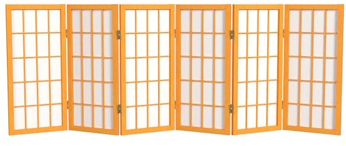 2 ft. Short Desktop Window Pane Shoji Screen - Honey - 6 Panels