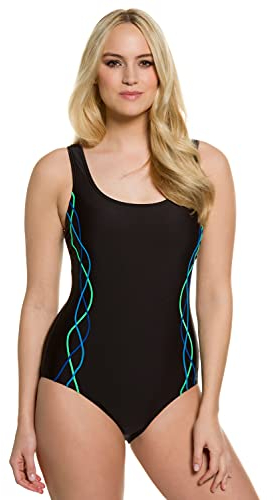 Ulla Popken Costume da Bagno, Pipings, Fascia sotto Il Seno, Fodera Anteriore Donna, Nero (Schwarz 10), 48