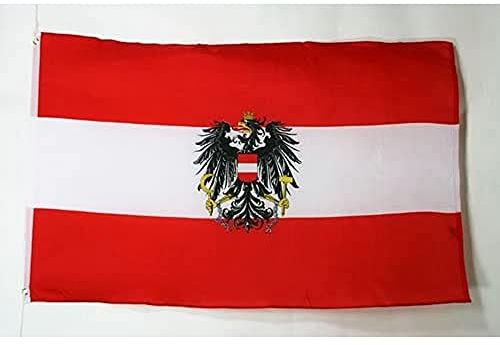 AZ FLAG - Bandera Austria Con Aguila - 90x60 cm - Bandera Austríaca Con Armas 100% Poliéster Con Ojales de Metal integrados - 50g - Colores Vivos Y Resistente A La Decoloración