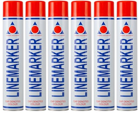 Aerosol Solutions Line Marker, Grass and Road Spray Paint, Red, 750 ml (Pack of 6)
