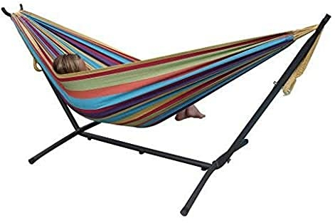 Vivere Doppel Baumwolle Hängematte mit Hängemattengestell 250 cm, Tropisch